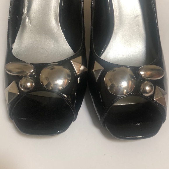 NWT Black patent leather open toe 3-1/2” heels - Picture 5 of 5